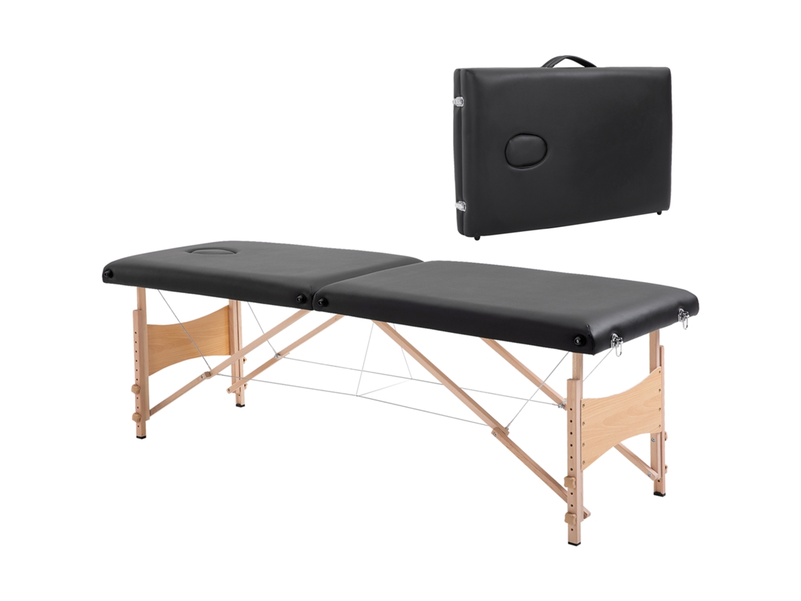 TOPBRICO Mesa de Massagem Dobrável Profissional com Bolsa, Preto