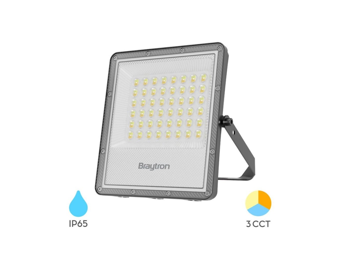 Projetor Led 50w 3in1 5500lm Ip65 Ik06 Cinza Braytron
