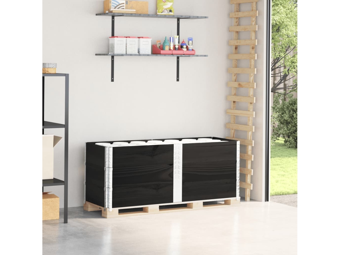 Vidaxl Colares P/ Paletes 3 Pcs 150x50 Cm Madeira Pinho Maciça Preto