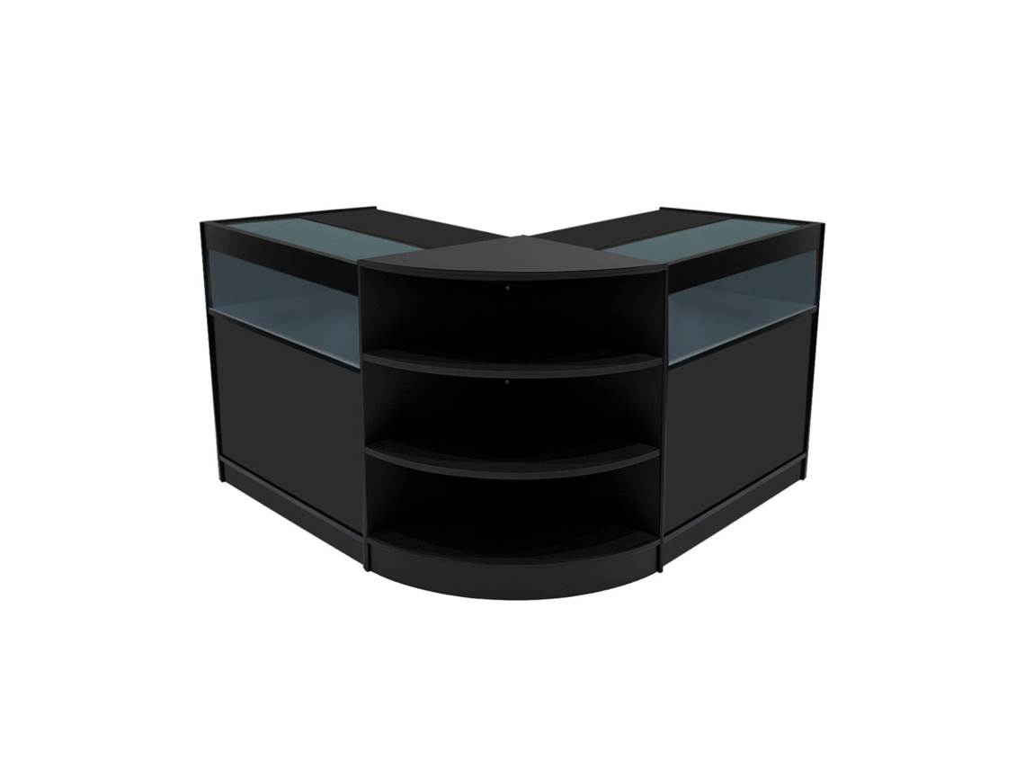 Conjunto de Balcões Comerciais MonsterShop Theseus, Preto, 2xB900LM60, MDF e Vidro Temperado
