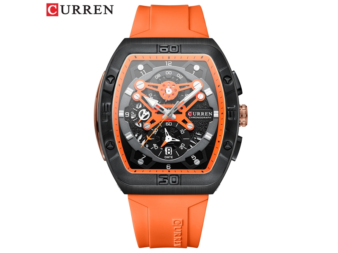 Relógio Masculino À Prova D'água com Seis Ponteiros, Movimento de Quartzo, Calendário e Pulseira, Criativo e Multifuncional. MDUG (laranja)