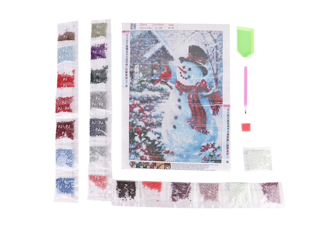 Diy Pintura de Diamante Natal Papai Noel Boneco de Neve 30x40cm Arte com Strass | S/MARCA