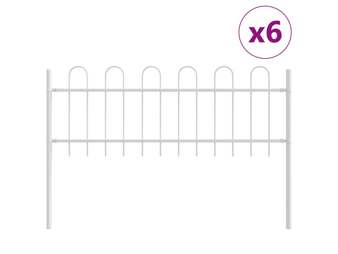 Cerca De Jardim Com Topo Arqueado Branca Vidaxl Branco Aço (5.1x1 M)