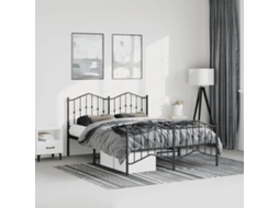 Vidaxl Estrutura de Cama com Cabeceira e Pés 135x190 Cm Metal Preto