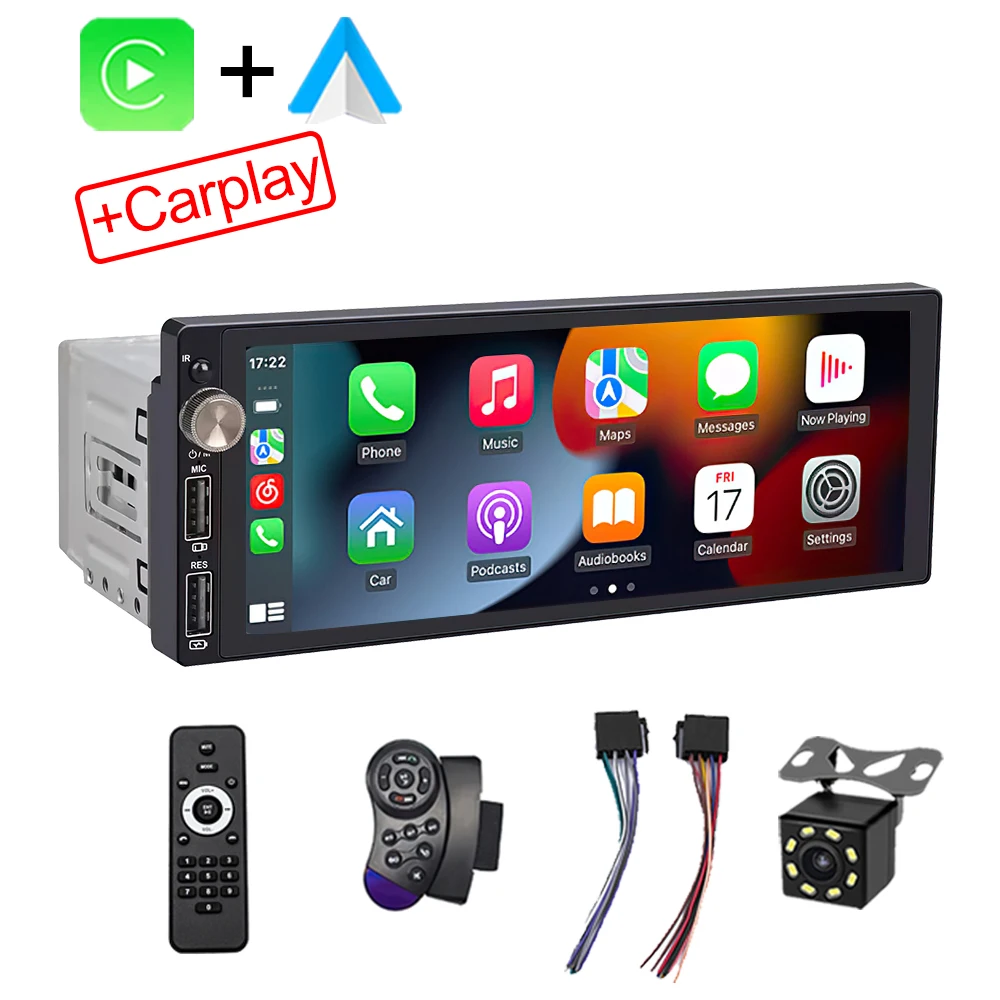 (carplay 8led) Sistema Multimídia Automotivo Single Din, Câmera Usb Sem Fio Carplay De 6,9 Polegadas