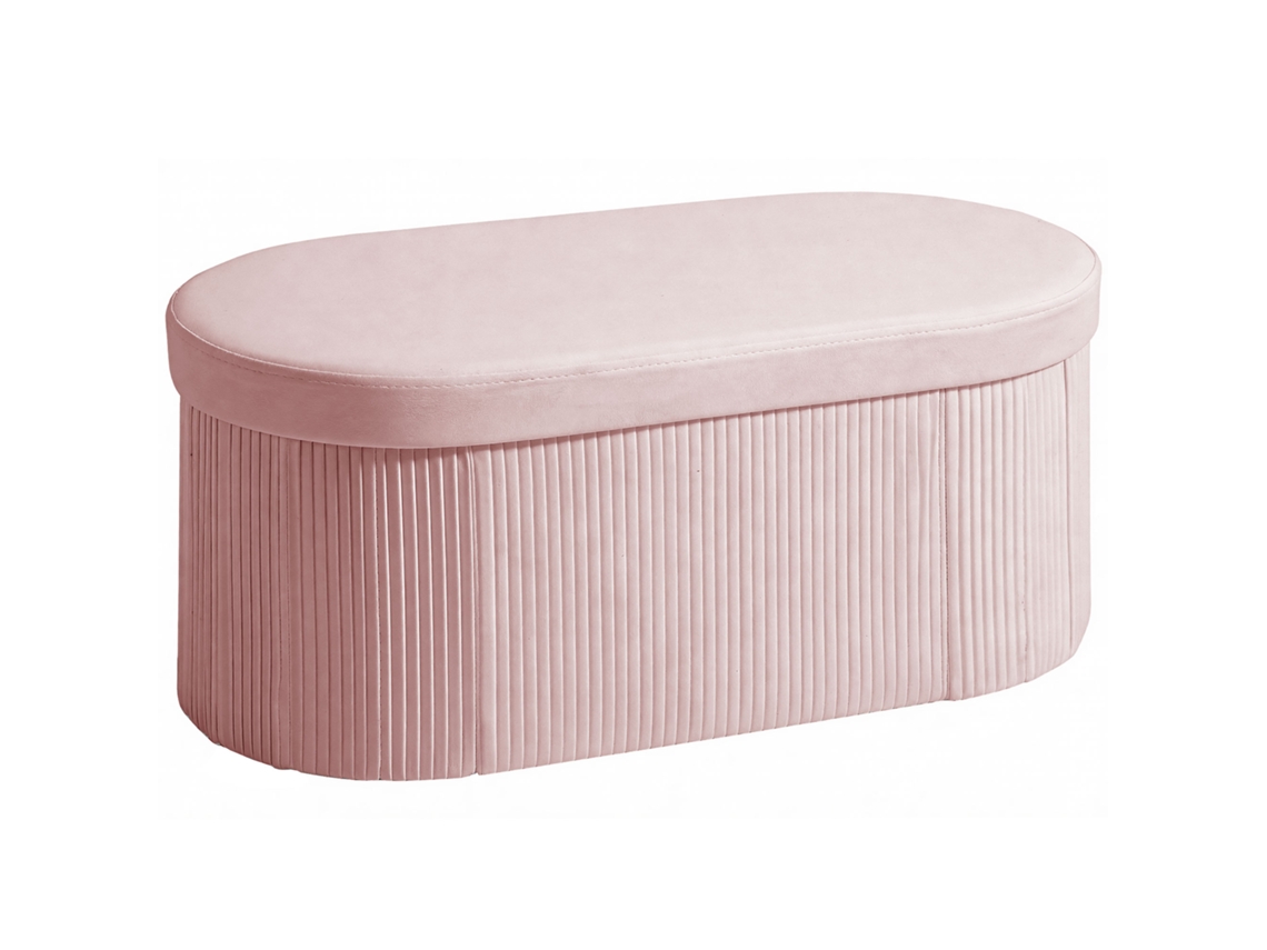 Banco de Armazenamento Puff Dobrável 72 L 76x38x35 Cm Estofado em Veludo Trunk Range Pink Ge
