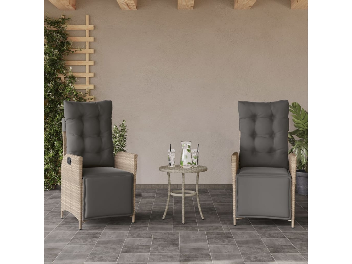 Cadeiras Jardim Reclináveis 2 Pcs C/ Apoio De Pés Cinza Claro Dkd Home Decor