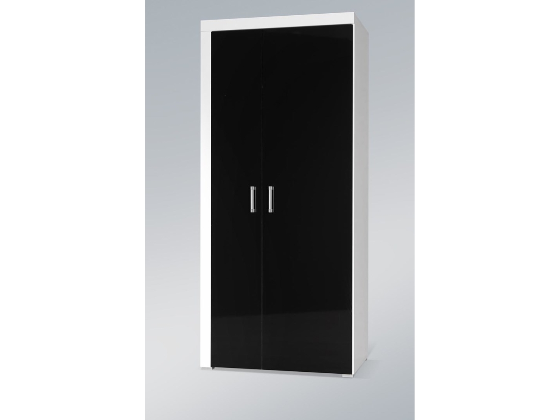 Cama Armário Samba Branco/Preto Brilho Cama Meble