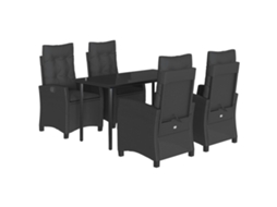 Conjunto de 5 Jantar para Jardim com Almofadões Vime Pe Preto MAISON EXCLUSIVE