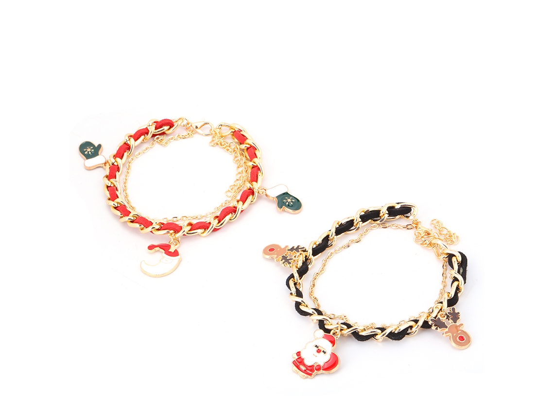 Laxiscreed Braceletes Femininos De Natal Com Pingente Ajustável – Kit De 2 Peças Encantadoras
