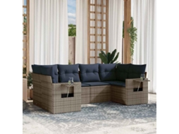 Vidaxl Conjunto De Sofá De Jardim Com 6 Peças E Almofadas Em Rattan Sintético Cinza