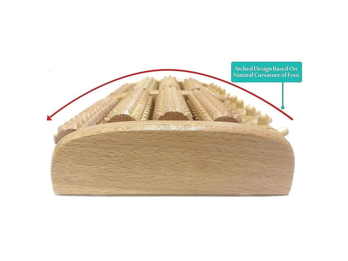 Massageador De Pés Em Madeira Duplo, Design Com 5 Linhas, Ferramenta De Rolo Para Massagem De Pés