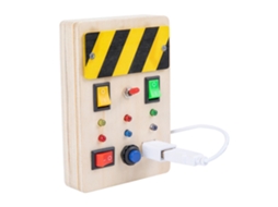 Mali placa de Atividades Madeira Sensorial com Botões Led Brinquedo Educativo para Bebês Meninos Meninas