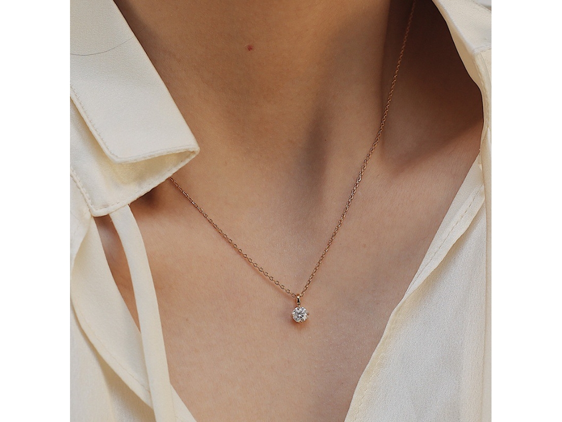 Colar Clássico em Prata de Lei 925 com Quatro Garras e Zircônia Cúbica, Pingente Simples, Delicado e Requintado, Luxo Discreto. MDUG
