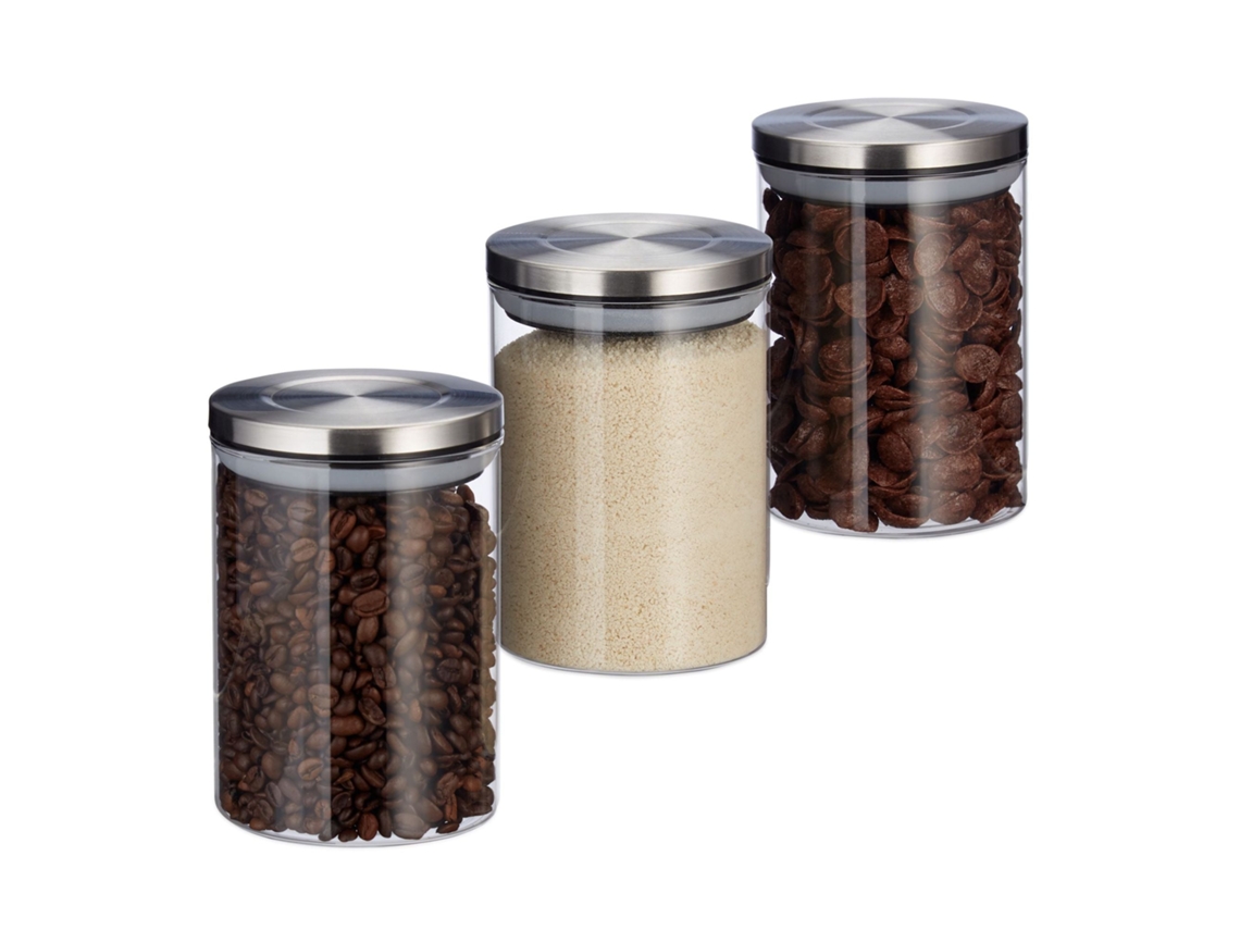 Pacote Com 3 Potes De Vidro De 600 Ml Com Tampa