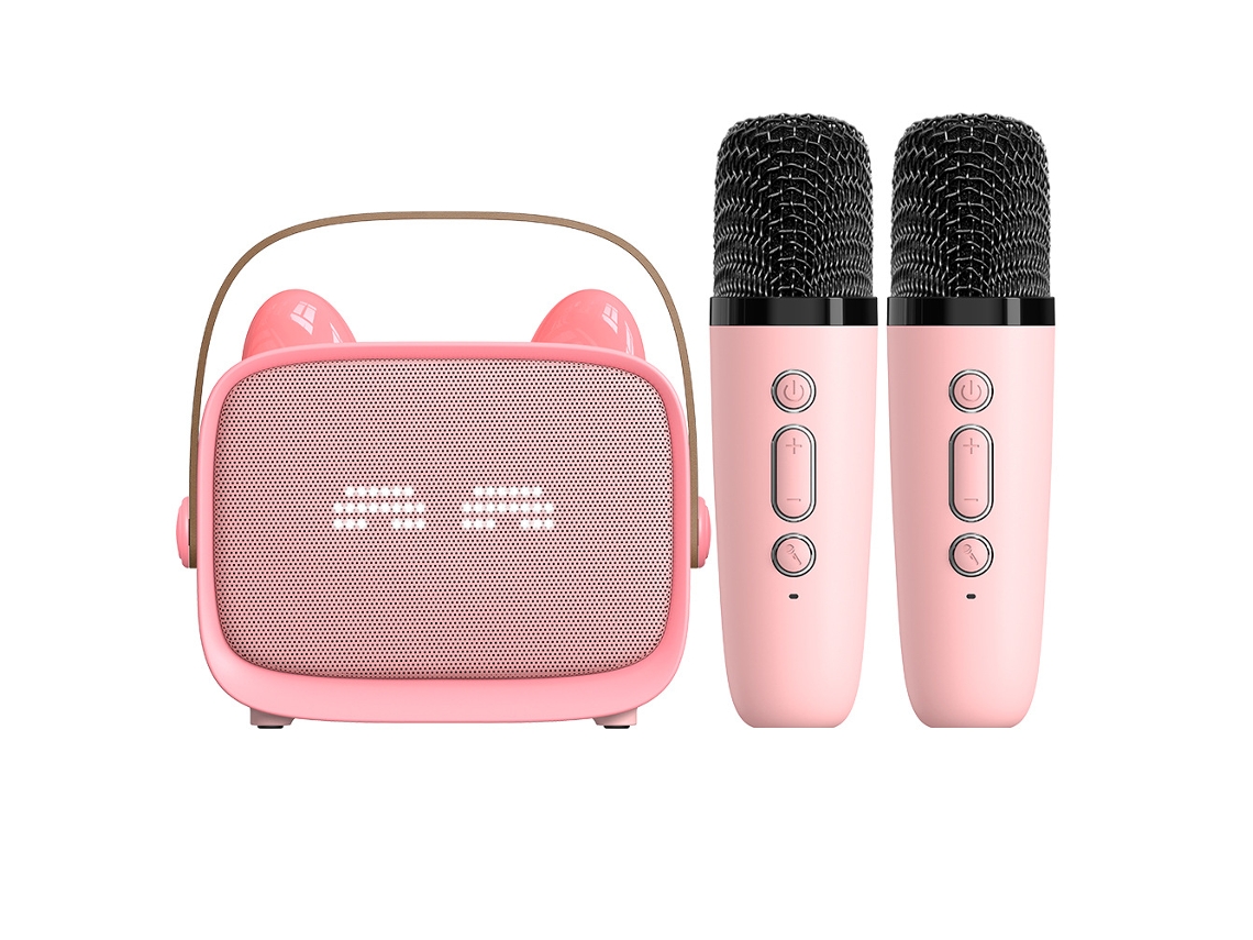 Karaoke sem fios MISSCA com coluna de som infantil, microfone integrado, rosa