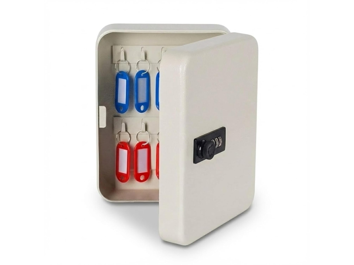 Cofre Chaves CHRUI Capacidade 20 Chaves Segredo 3 Dígitos 20x16x7.5cm (branco)