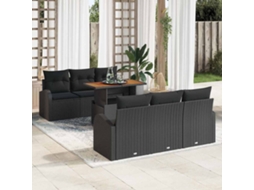 Vidaxl Conjunto De Sofá De Jardim 7 Unid. Preto Rattan Sintético