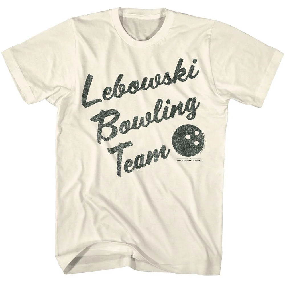 Unisex Adult T-shirt Rockinstone The Big Lebowski Bowling Team Solid Natural Sizem