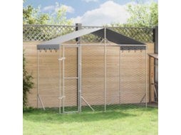 Vidaxl Canil De Exterior Com Teto 3x1,5x2,5 M Aço Galvanizado Prateado