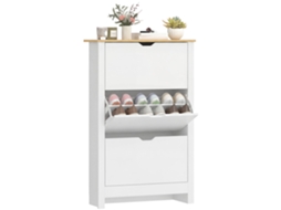 Armário sapateiro alto branco com 3 gavetas abatíveis para 18 pares, 72x26x112cm BTFORUS