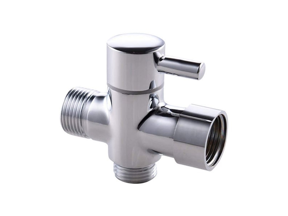 Conector T De 3 Vias Com Válvula Corte Para Banheiro