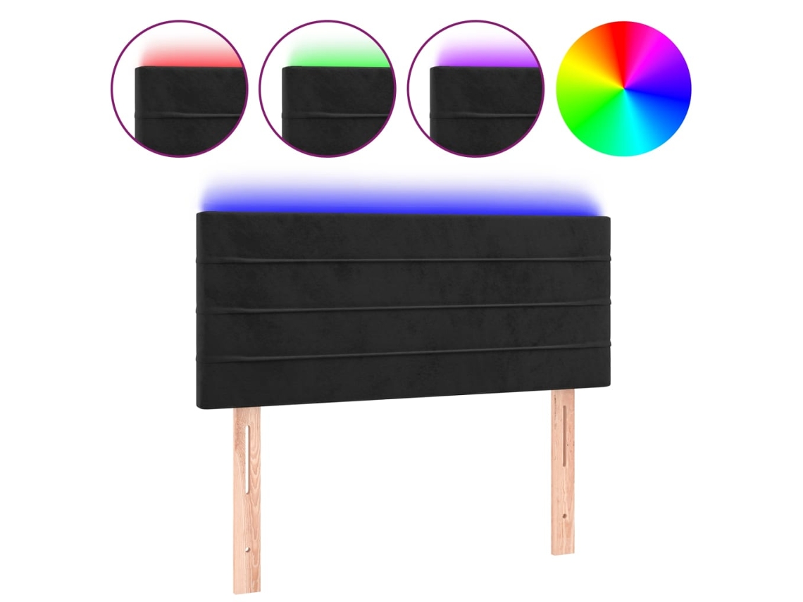 Cabeceira de Cama com Luzes Led Veludo Preto MAISON EXCLUSIVE (90x5x78 cm)