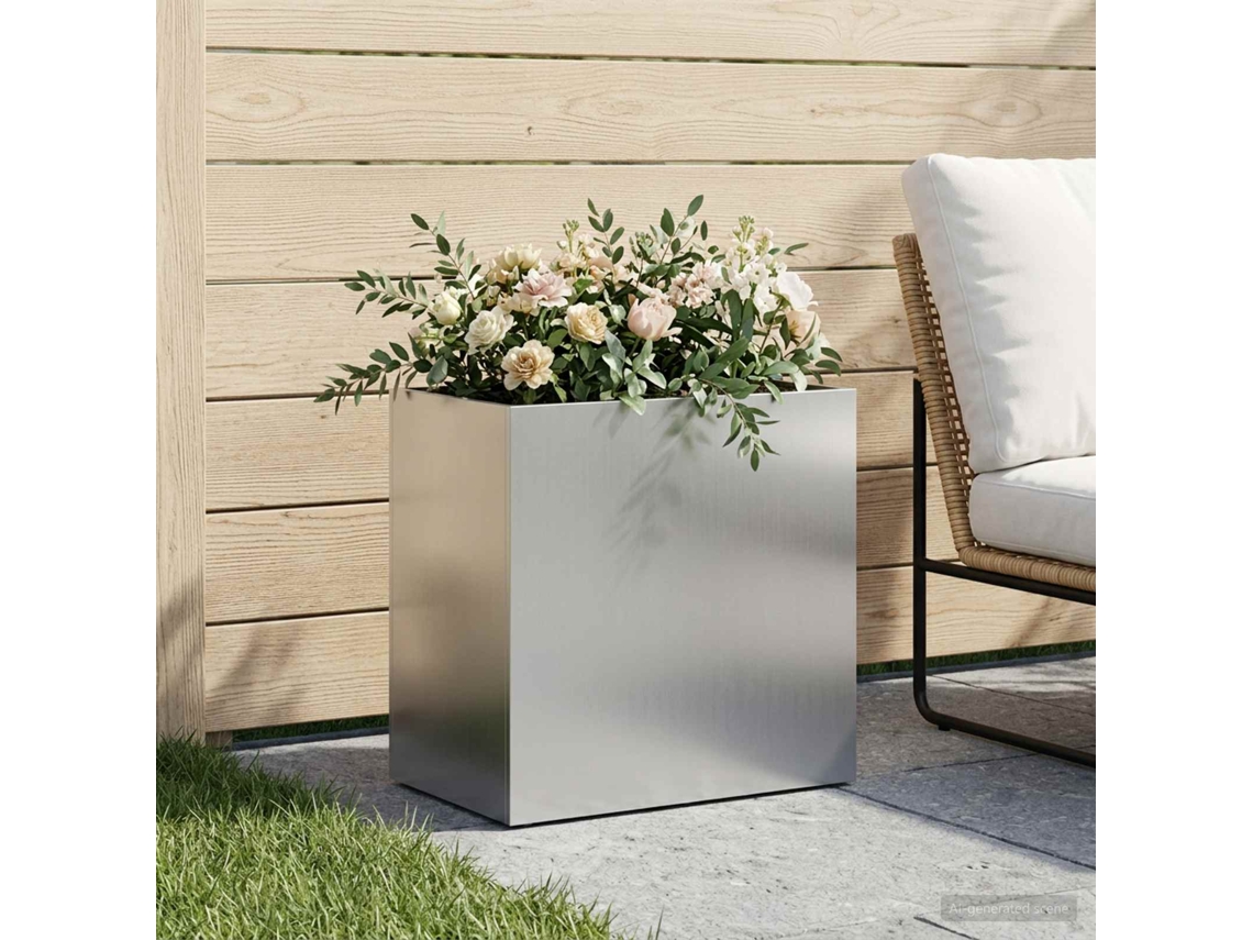 Vidaxl Vaso De Jardim Prateado 50 X 30 X 40 Cm Aço Galvanizado
