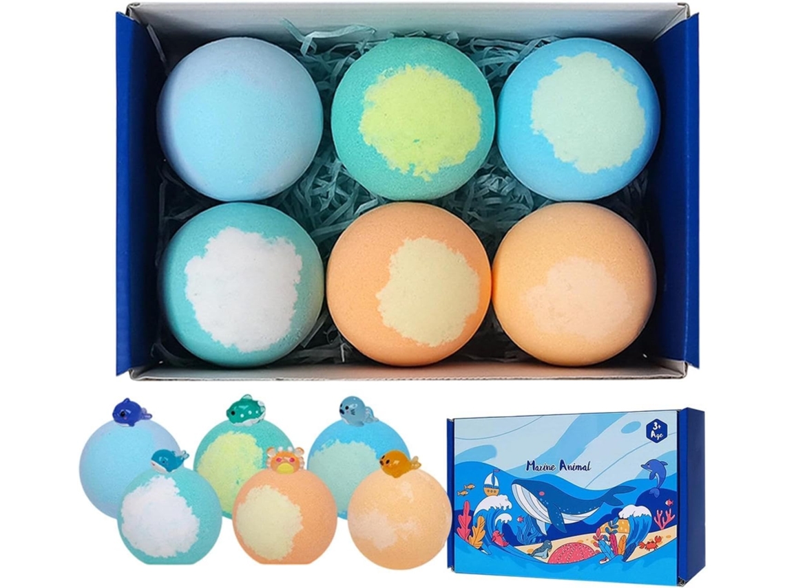 Conjunto de 6 bombas de banho sólidas, orgânicas e artesanais.