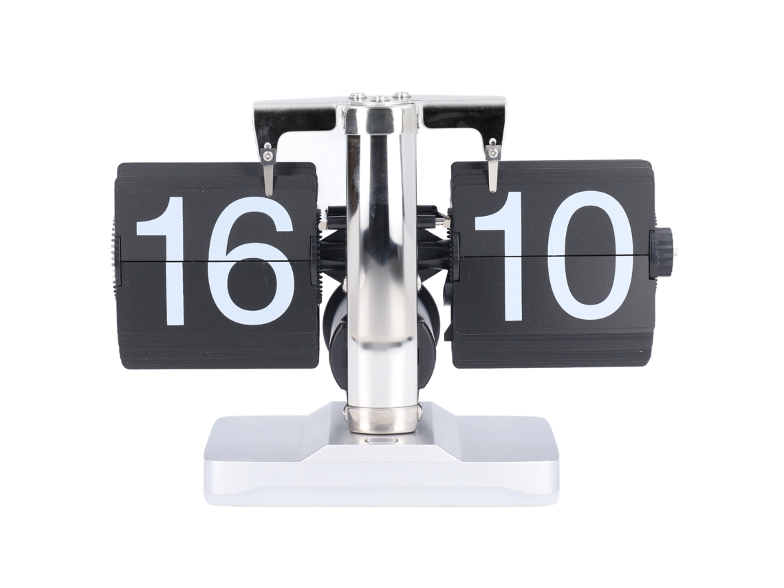 Primerox relógio Retro Flip Down Minimalista Luz Ambiente Silencioso Aço Inox Preto