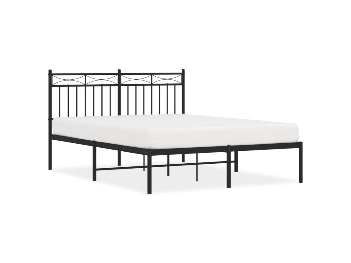 Estrutura de Cama com Cabeceira Metal Preto MAISON EXCLUSIVE 140x190 cm
