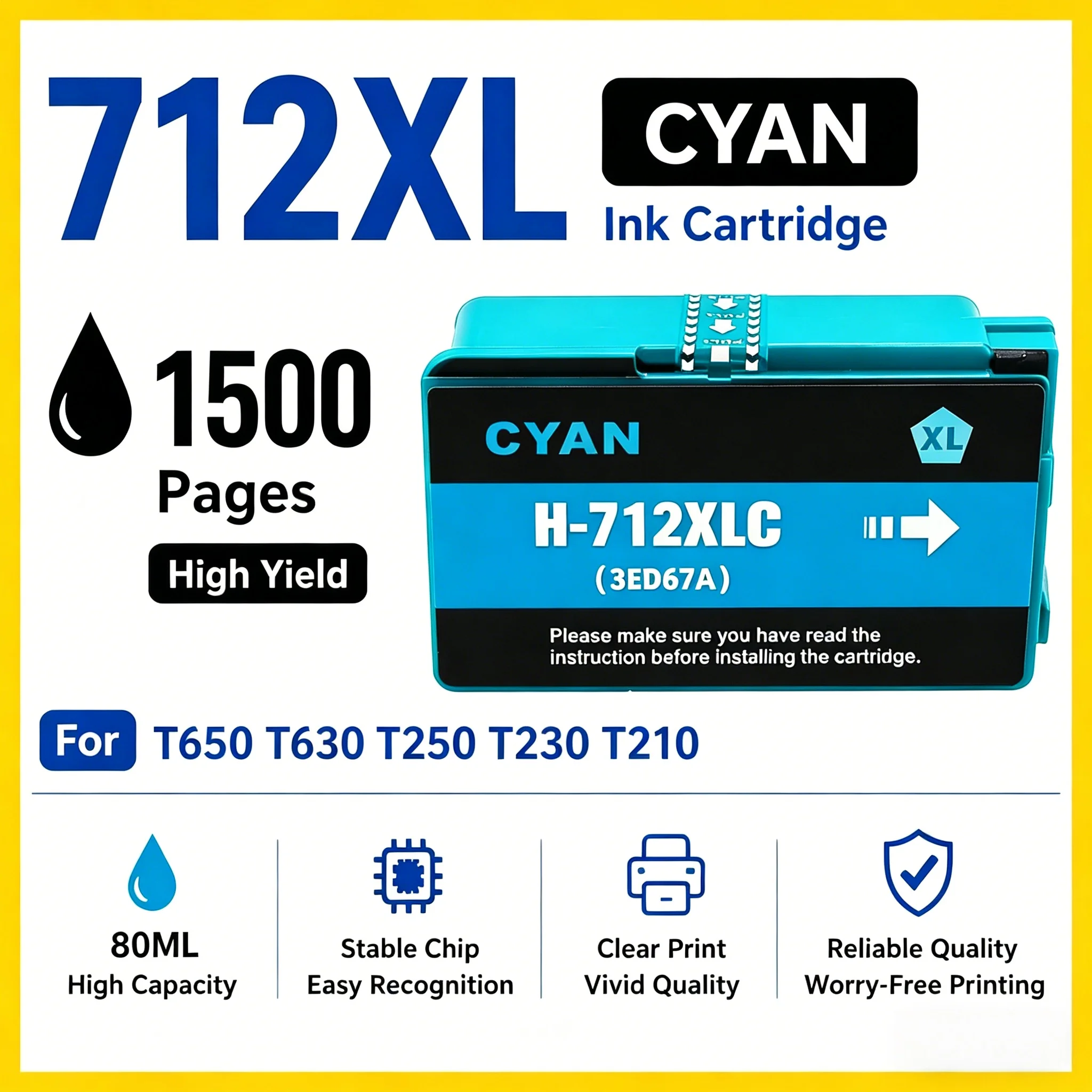 1 C712xl Para Impressoras T650, T630, T250, T230 E T210, Compatível Com Hp 2300/1500 Páginas.