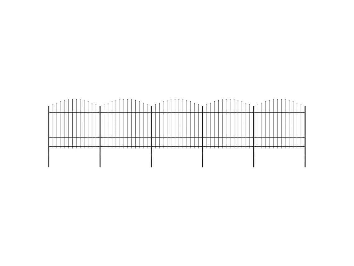 Vidaxl Cerca De Jardim Com Topo Em Forma De Lança Em Aço 838x175 Cm, Preta
