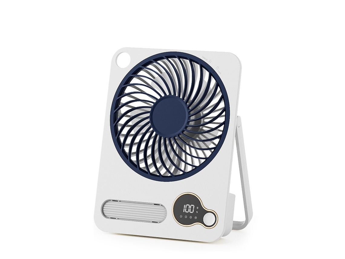 Ventilador de Mesa Dobrável Ultrafino de 3000mah para Montagem na Parede, com Luz Noturna, Bluetooth e Interface Usb. MDUG (branco)