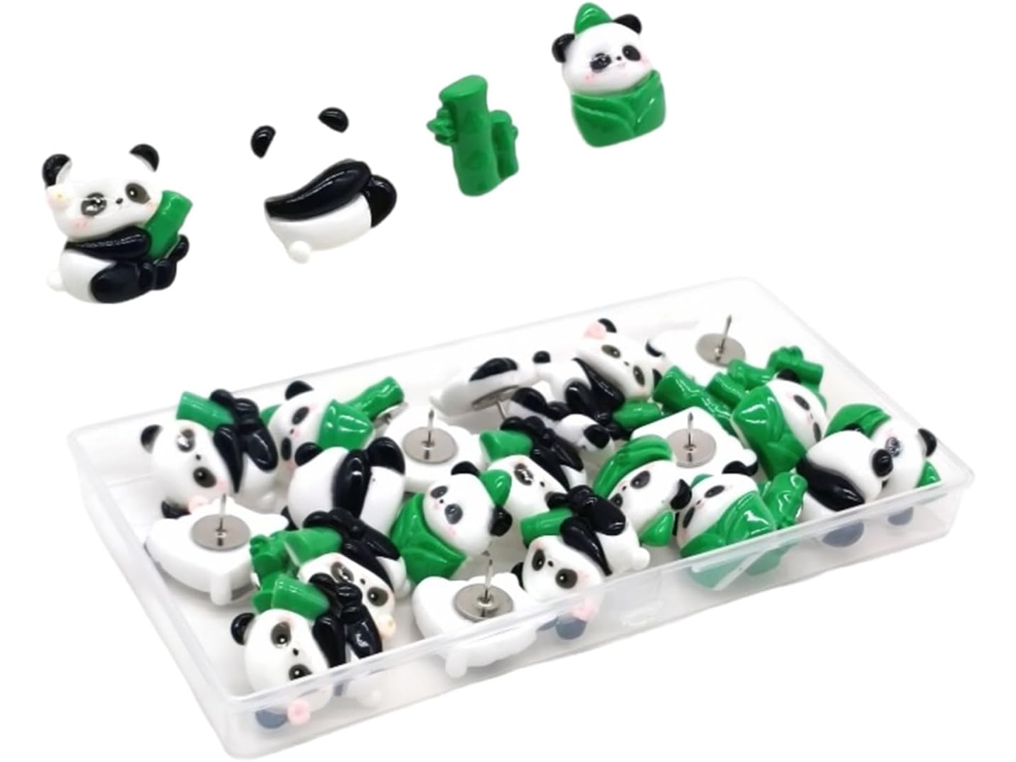 Conjunto De 20/30 Placas Cortiça Com Estampa Panda, Tachinhas