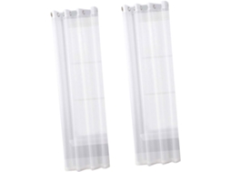 Conjunto De 2 Cortinas De Voile Semitransparentes Com Ilhós, Painéis Que Filtram A Luz, Para Casa