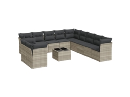 Conjunto de 12 Sofás Jardim com Almofadões Vime Pe Cinzento Claro MAISON EXCLUSIVE (12 pcs)