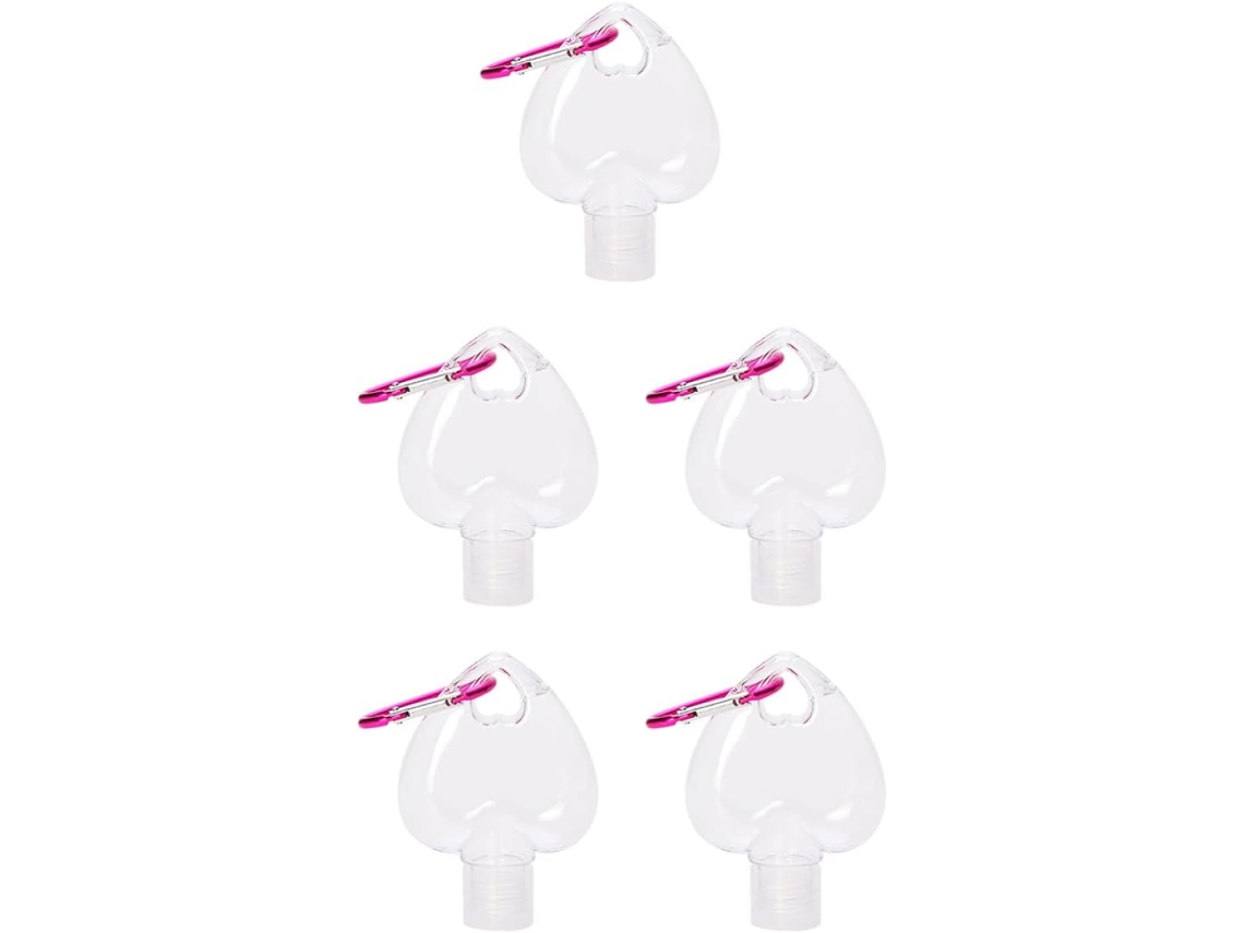 Conjunto De 5 Frascos De Viagem De 50ml Com Gancho De Plástico, Organizador De Líquidos.