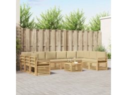 Vidaxl Conjunto De Sofás Para Exterior 11 Pcs Branco E Bege