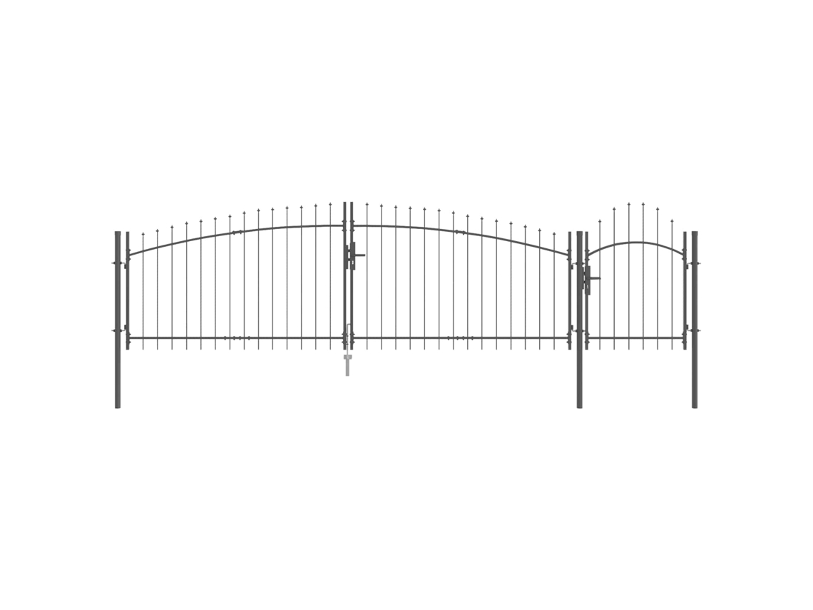 Portão de Jardim com Bloqueio Woerden Cinzeto 100 X 500 Cm Aço MAISON EXCLUSIVE