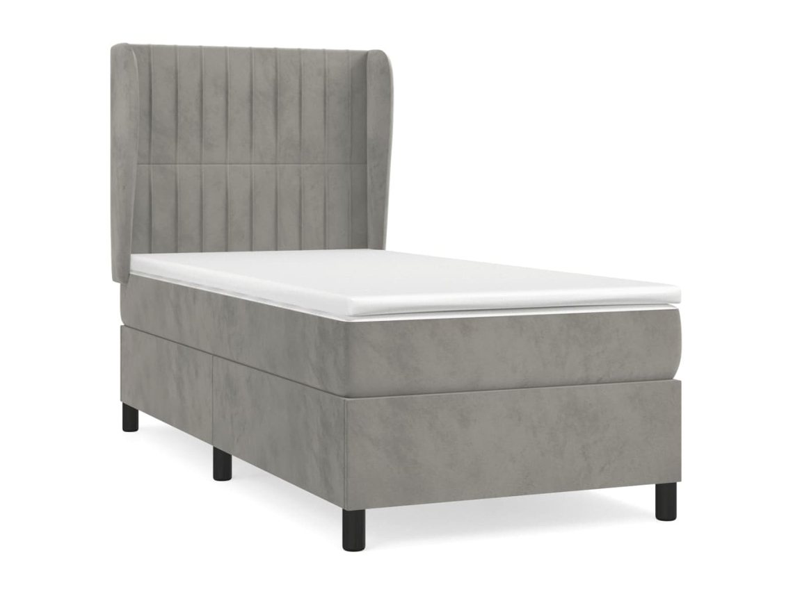 Cama com Molas/colchão 90x190 Cm Veludo Cinza claro MAISON EXCLUSIVE