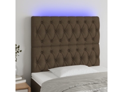 Vidaxl Cabeceira De Cama C/ Luzes Led Tecido 90x7x118/128 Cm Castanho