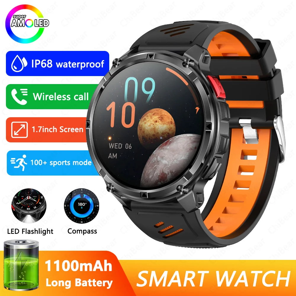 Smartwatch com Gps, À Prova D'água, Bluetooth e Tela de 1,7 Polegadas. MDUG (preto)