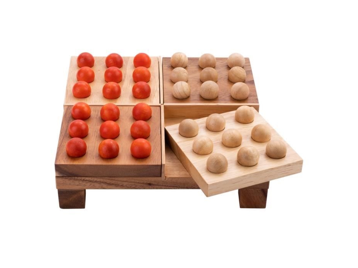 Quinto Em Madeira - Jogo De Estratégia Para 2 Jogadores - Jogo De Tabuleiro Em Madeira Com Bolas - A Partir De 8 Anos - 20,5 X 20,5 X 5 Cm