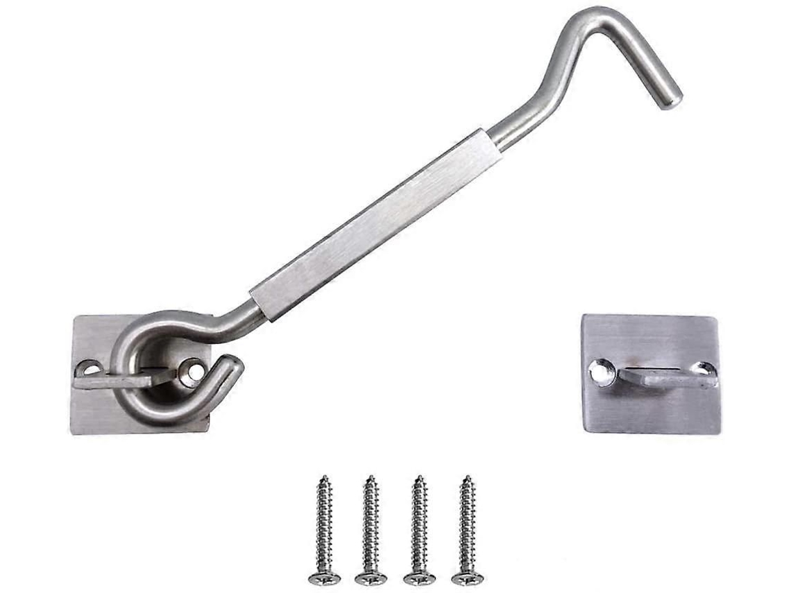 Fechadura De Gancho Pesada Para Cabana, Olhal De Aço Inoxidável, Para Portas De Galpão E Garagem, 6 Polegadas, Prata