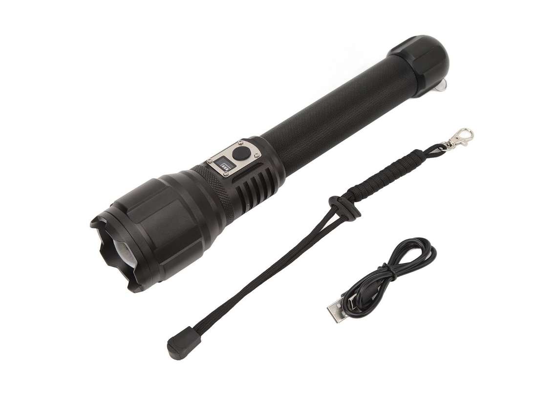 Lanterna Led Com Visor Eletrônico E Carregamento Usb Tipo C Klb
