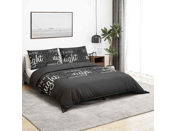 Vidaxl Conjunto De Capa De Edredão 225x220 Cm Algodão Preto