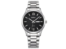 Reloj De Pulsera De Cuarzo Con Correa De Acero Plata Aleación Moda Unisex (dial Negro Hombre)