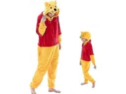 Pijama Entero Unisex Adulto Niño, Flanela Disfraz Animal Traje Halloween Pijamas Ropa Hogar Pooh 95 Cm