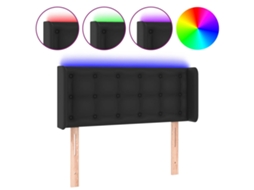 Led Headboard, Led Headboards Vidaxl Preto Couro Artificial (93 X 16 X 78/88 Cm)